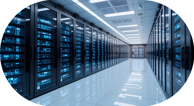 Salle de serveurs haute technologie dans un data center sécurisé